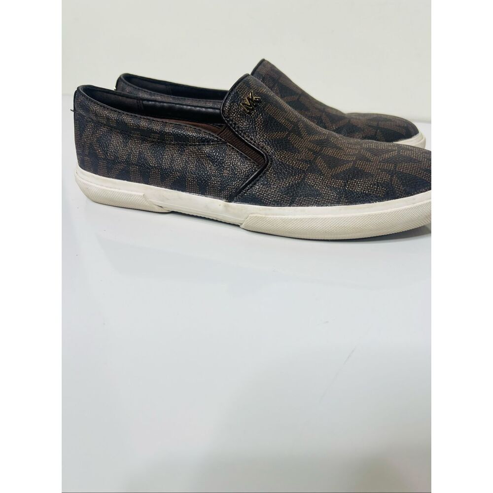 Michael Michael Kors Brown Monogram Loafer Slip On Shoes Sz 7M PVC Upper Exc Con - Picture 5 of 9